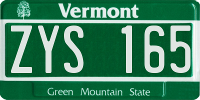 VT license plate ZYS165