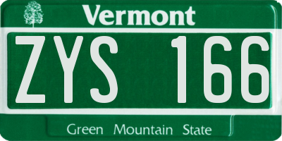 VT license plate ZYS166