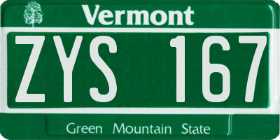 VT license plate ZYS167