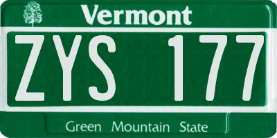 VT license plate ZYS177