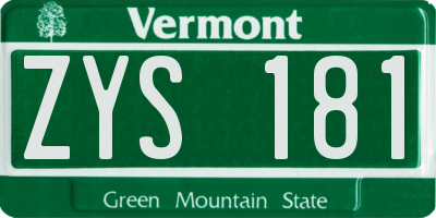 VT license plate ZYS181