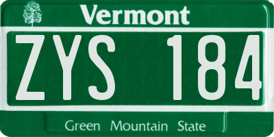 VT license plate ZYS184