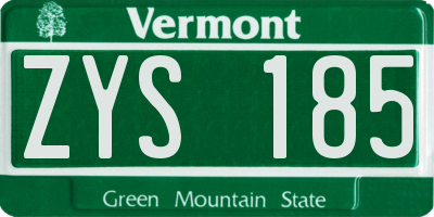 VT license plate ZYS185