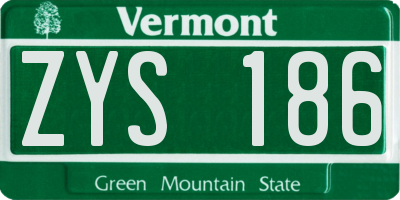 VT license plate ZYS186