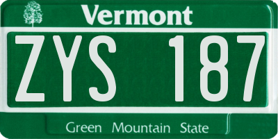 VT license plate ZYS187