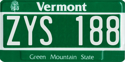 VT license plate ZYS188