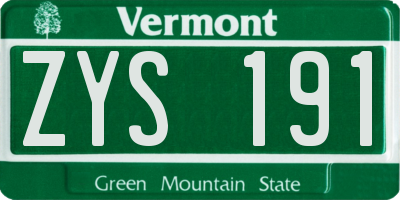 VT license plate ZYS191