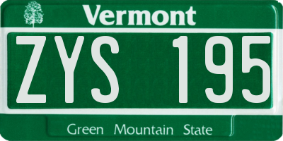 VT license plate ZYS195