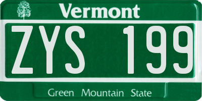 VT license plate ZYS199