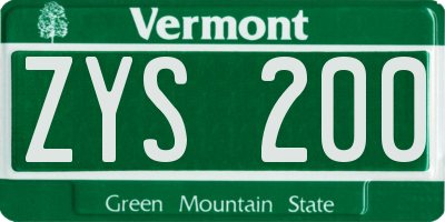 VT license plate ZYS200