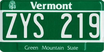 VT license plate ZYS219