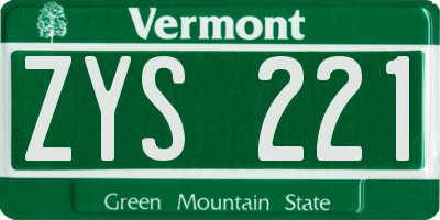 VT license plate ZYS221