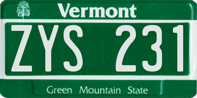 VT license plate ZYS231