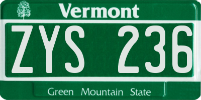 VT license plate ZYS236