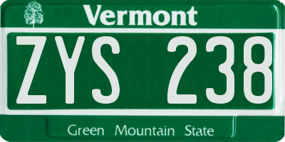 VT license plate ZYS238