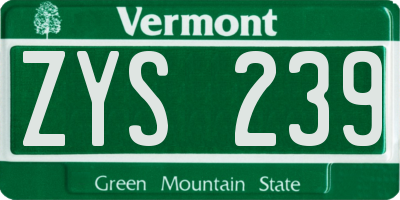 VT license plate ZYS239