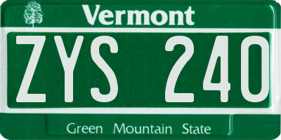 VT license plate ZYS240
