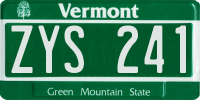 VT license plate ZYS241