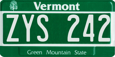 VT license plate ZYS242