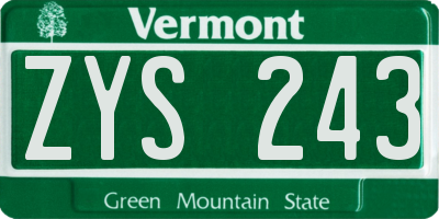 VT license plate ZYS243