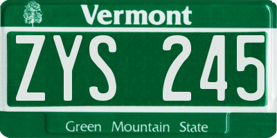 VT license plate ZYS245