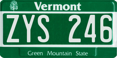 VT license plate ZYS246