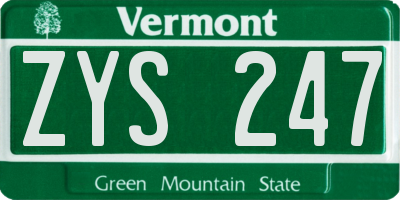 VT license plate ZYS247