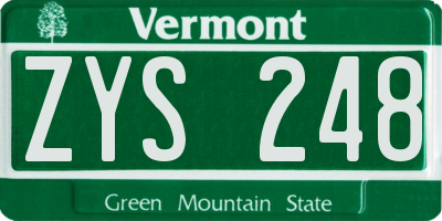 VT license plate ZYS248