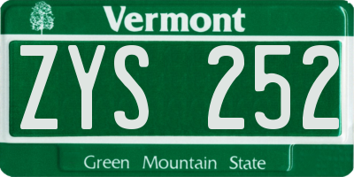 VT license plate ZYS252