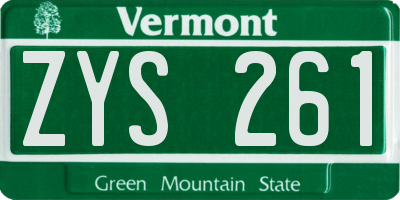 VT license plate ZYS261
