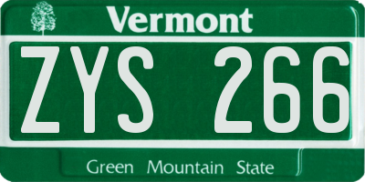 VT license plate ZYS266