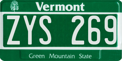 VT license plate ZYS269