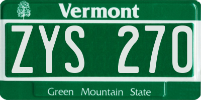 VT license plate ZYS270