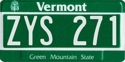 VT license plate ZYS271