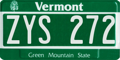 VT license plate ZYS272