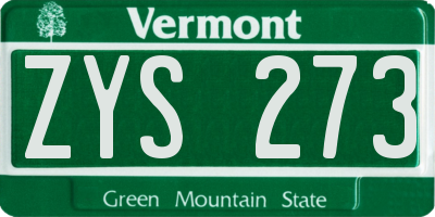 VT license plate ZYS273