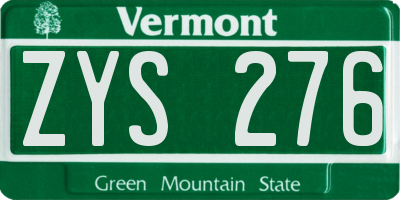 VT license plate ZYS276