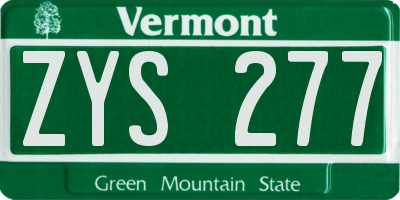 VT license plate ZYS277