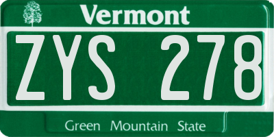 VT license plate ZYS278