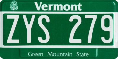 VT license plate ZYS279