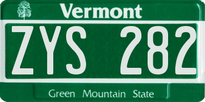 VT license plate ZYS282