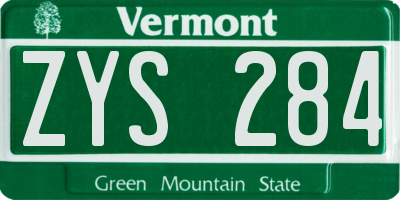 VT license plate ZYS284