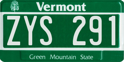 VT license plate ZYS291