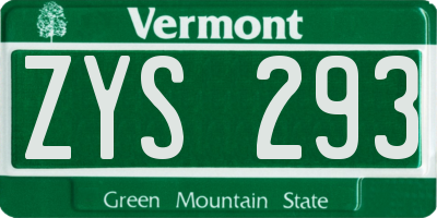 VT license plate ZYS293