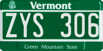 VT license plate ZYS306