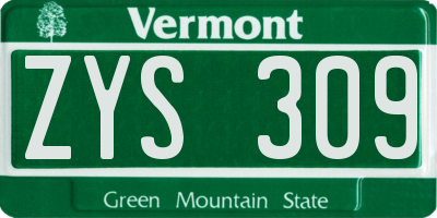 VT license plate ZYS309