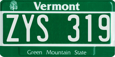 VT license plate ZYS319