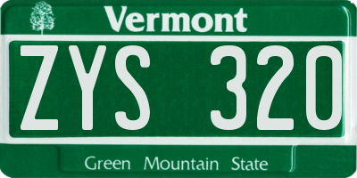 VT license plate ZYS320