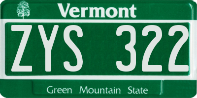 VT license plate ZYS322