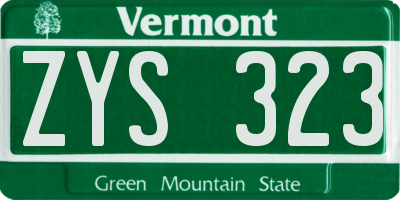 VT license plate ZYS323